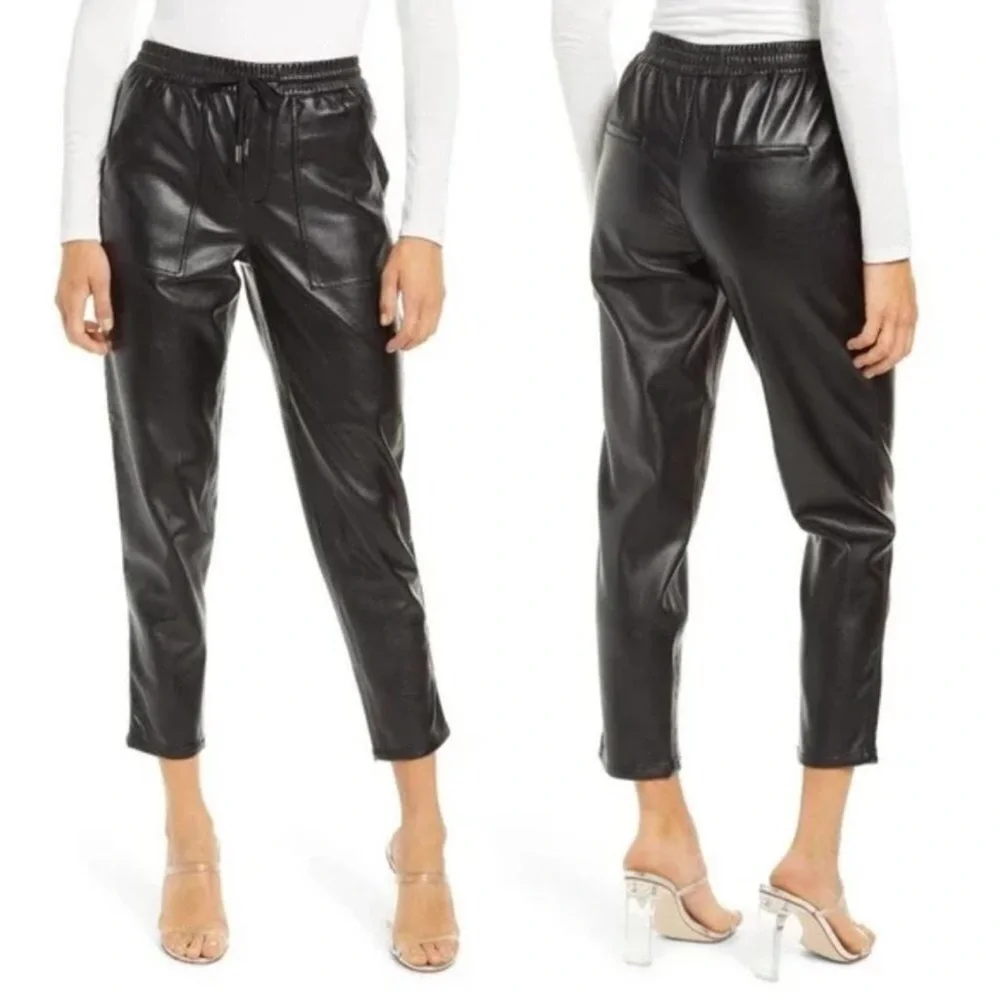Blank NYC No Guidance Drawstring Faux Leather Cropped Jogger Pant